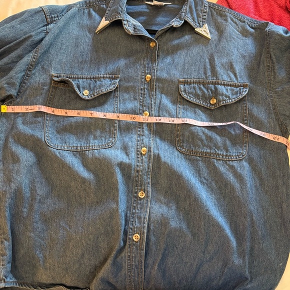 Vintage Western Northwest Blue 100% Cotton Denim Button Down Shirt - Picture 7 of 11